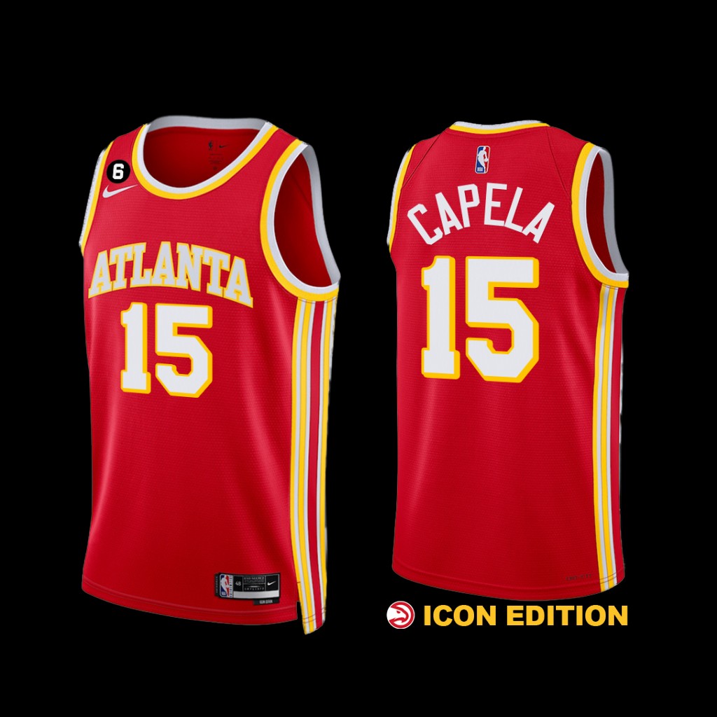 Atlanta Hawks Clint Capela 2022-23 Icon Edition Jersey Red Atlanta Hawks Clint Capela 2022-23 Icon Edition Jersey Red