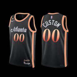 Atlanta Hawks Custom 2022-23 City Edition NO.6 Patch Jersey Black