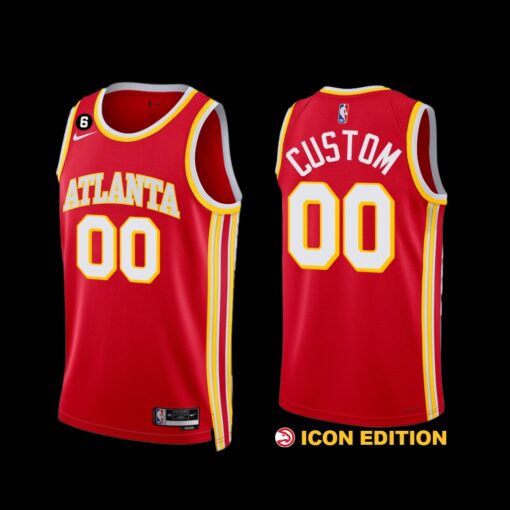 Atlanta Hawks Custom 2022-23 Icon Edition Jersey Red