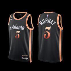 Atlanta Hawks Dejounte Murray 2022-23 City Edition NO.6 Patch Jersey Black