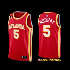 Atlanta Hawks Dejounte Murray 2022-23 Icon Edition Jersey Red