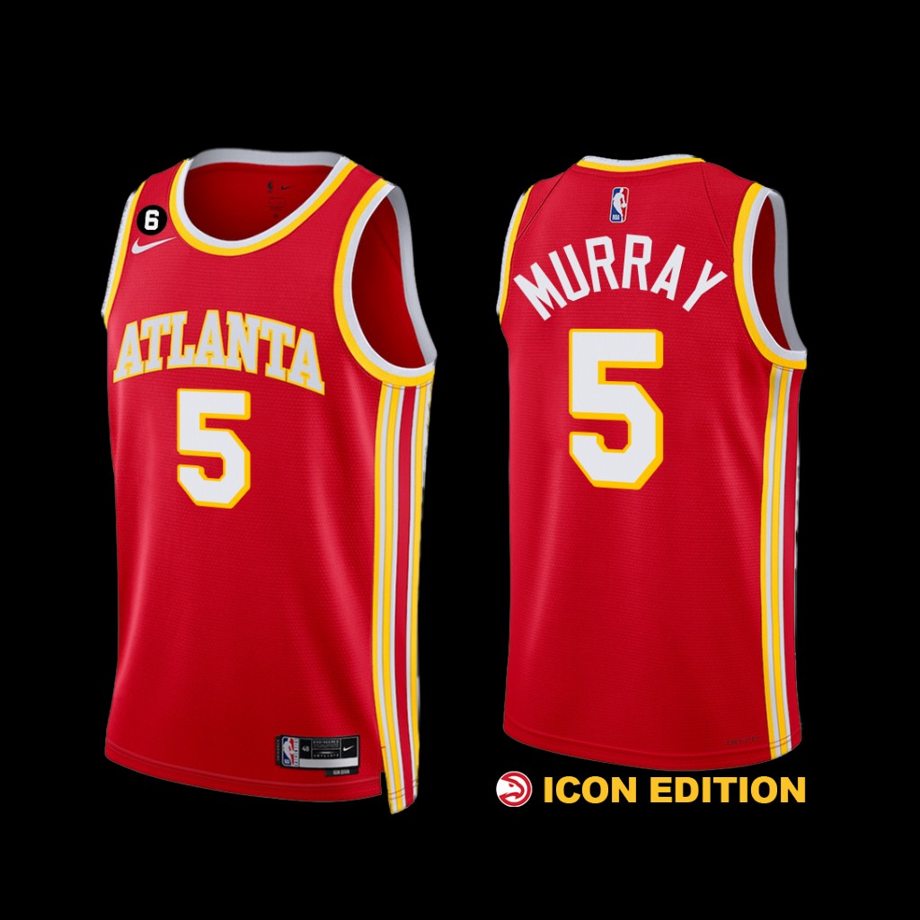 Atlanta Hawks Dejounte Murray 2022-23 Icon Edition Jersey Red Atlanta Hawks Dejounte Murray 2022-23 Icon Edition Jersey Red