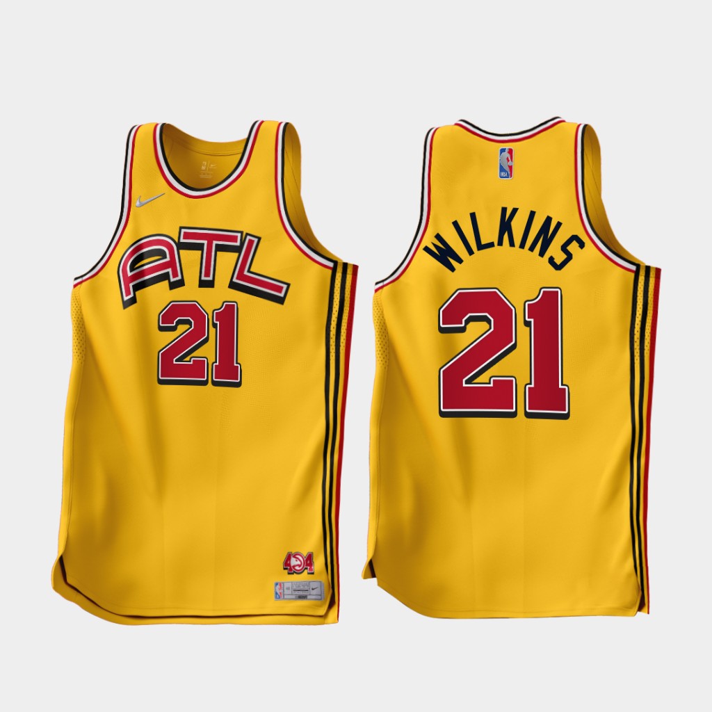 Atlanta Hawks Dominique Wilkins 2022-23 Gold Earned Edition Jersey Atlanta Hawks Dominique Wilkins 2022-23 Gold Earned Edition Jersey
