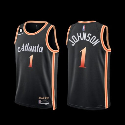 Atlanta Hawks Jalen Johnson 2022-23 City Edition NO.6 Patch Jersey Black