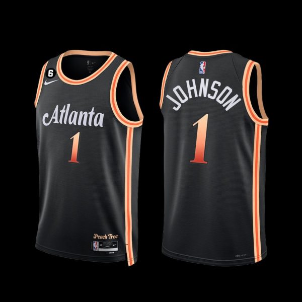 Atlanta Hawks Jalen Johnson 2022-23 City Edition NO.6 Patch Jersey Black Atlanta Hawks Jalen Johnson 2022-23 City Edition NO.6 Patch Jersey Black