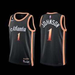 Atlanta Hawks Jalen Johnson 2022-23 City Edition NO.6 Patch Jersey Black
