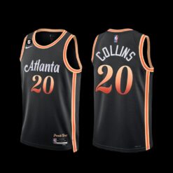Atlanta Hawks John Collins 2022-23 City Edition NO.6 Patch Jersey Black