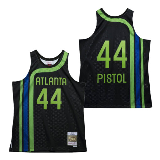 Atlanta Hawks Pistol Pete Maravich Black Reload Throwback Jersey
