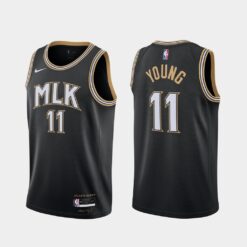Atlanta Hawks Trae Young 2021 MLK City Black Jersey