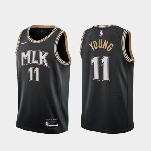 Atlanta Hawks Trae Young 2021 MLK City Black Jersey