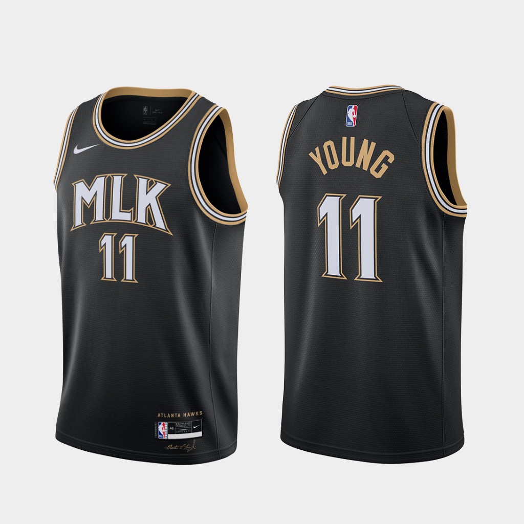 Atlanta Hawks Trae Young 2021 MLK City Black Jersey Atlanta Hawks Trae Young 2021 MLK City Black Jersey