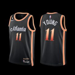 Atlanta Hawks Trae Young 2022-23 City Edition NO.6 Patch Jersey Black
