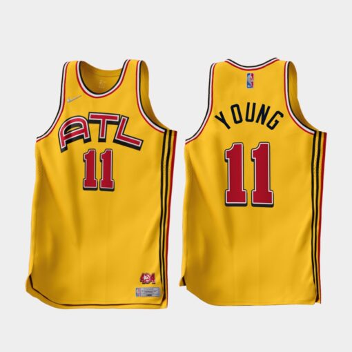 Atlanta Hawks Trae Young 2022-23 Gold Earned Edition Jersey