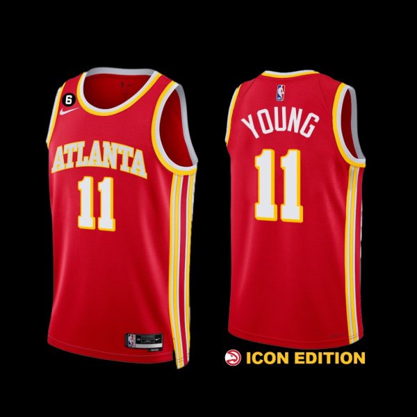 Atlanta Hawks Trae Young 2022-23 Icon Edition Jersey Red Atlanta Hawks Trae Young 2022-23 Icon Edition Jersey Red