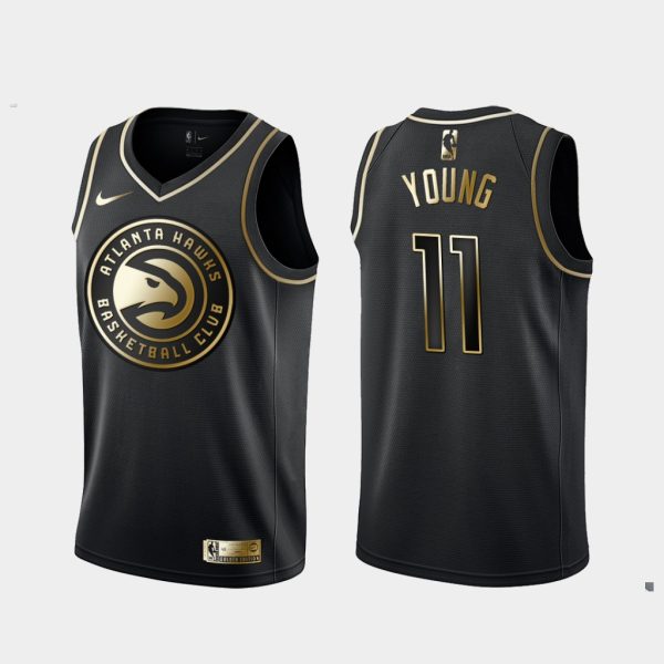 Atlanta Hawks Trae Young Black Golden Jersey Atlanta Hawks Trae Young Black Golden Jersey
