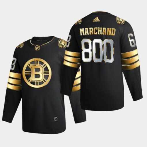 Boston Bruins Brad Marchand 800 Career Games  Golden LimitedJersey