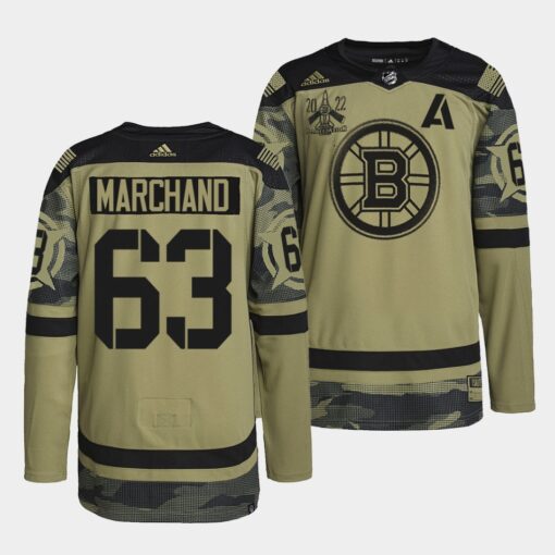 Boston Bruins Brad Marchand Primegreen Authentic Camo 2022 Military Appreciation Night Jersey