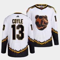 Boston Bruins Charlie Coyle 2022 Reverse Retro 2.0 White Primegreen Jersey