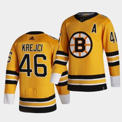 Boston Bruins David Krejci 2021 Reverse Retro Gold Authentic Jersey