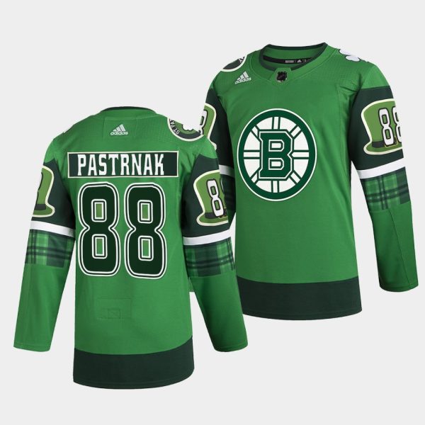 Boston Bruins David Pastrnak 2022 St Patricks Day Green Warm-Up Jersey Boston Bruins David Pastrnak 2022 St Patricks Day Green Warm-Up Jersey