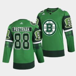 Boston Bruins David Pastrnak 2022 St Patricks Day Green Warm-Up Jersey
