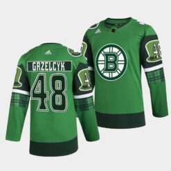 Boston Bruins Matt Grzelcyk 2022 St Patricks Day Green Warm-Up Jersey