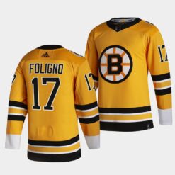 Boston Bruins Nick Foligno 2021 Reverse Retro Gold Jersey