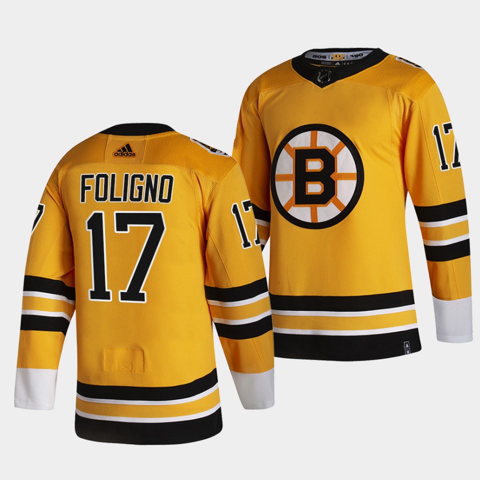 Boston Bruins Nick Foligno 2021 Reverse Retro Gold Jersey Boston Bruins Nick Foligno 2021 Reverse Retro Gold Jersey