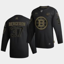 Boston Bruins Patrice Bergeron 2020 Veterans Day Black Jersey