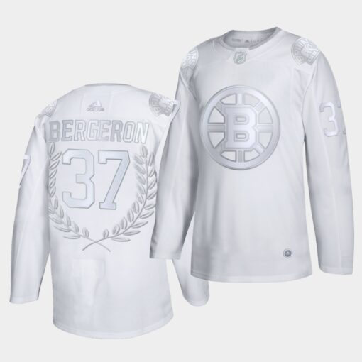 Boston Bruins Patrice Bergeron Frank J. Selke Trophy Awards Collection Platinum Jersey
