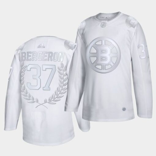 Boston Bruins Patrice Bergeron Frank J. Selke Trophy Awards Collection Platinum Jersey