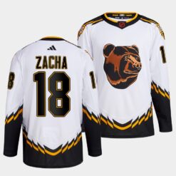 Boston Bruins Pavel Zacha 2022 Reverse Retro 2.0 White Primegreen Jersey