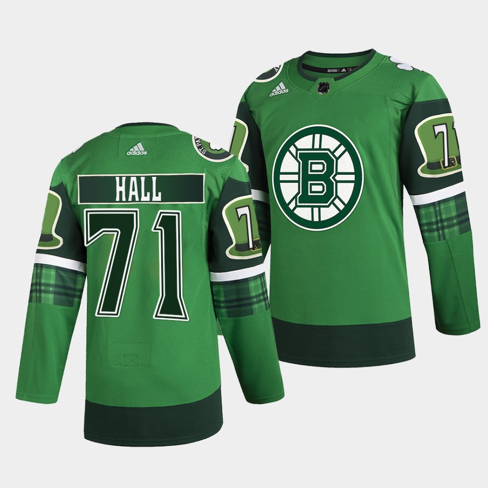 Boston Bruins Taylor Hall 2022 St Patricks Day Green Warm-Up Jersey Boston Bruins Taylor Hall 2022 St Patricks Day Green Warm-Up Jersey