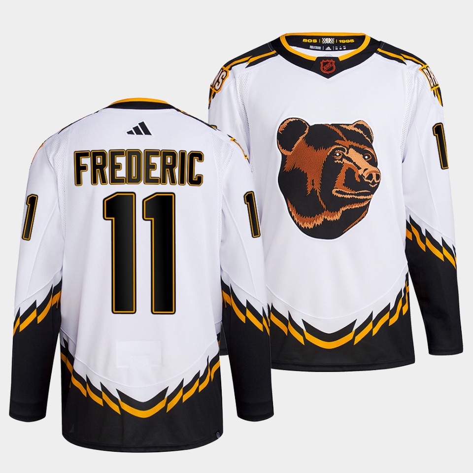 Boston Bruins Trent Frederic 2022 Reverse Retro 2.0 White Primegreen Jersey Boston Bruins Trent Frederic 2022 Reverse Retro 2.0 White Primegreen Jersey