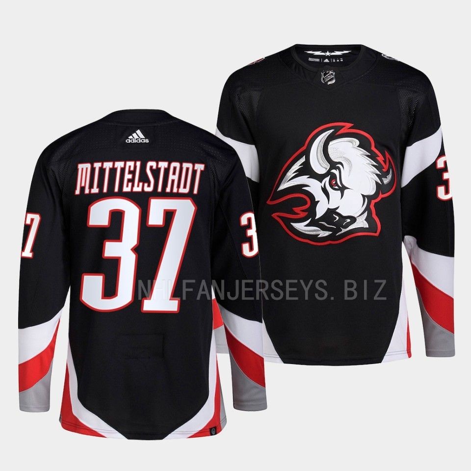 Buffalo Sabres Casey Mittelstadt 2022-23 Goathead Alternate Black Jersey Buffalo Sabres Casey Mittelstadt 2022-23 Goathead Alternate Black Jersey