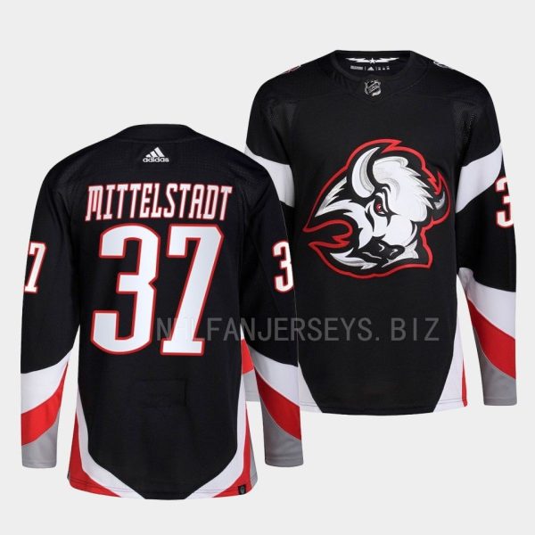 Buffalo Sabres Casey Mittelstadt 2022-23 Goathead Alternate Black Jersey Buffalo Sabres Casey Mittelstadt 2022-23 Goathead Alternate Black Jersey