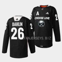 Buffalo Sabres Rasmus Dahlin 2023 Choose Love Night Black Jersey