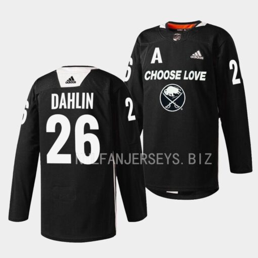 Buffalo Sabres Rasmus Dahlin 2023 Choose Love Night Black Jersey