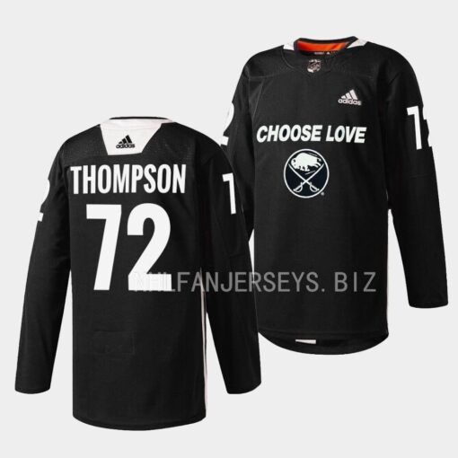 Buffalo Sabres Tage Thompson 2023 Choose Love Night Black Warm-up Jersey