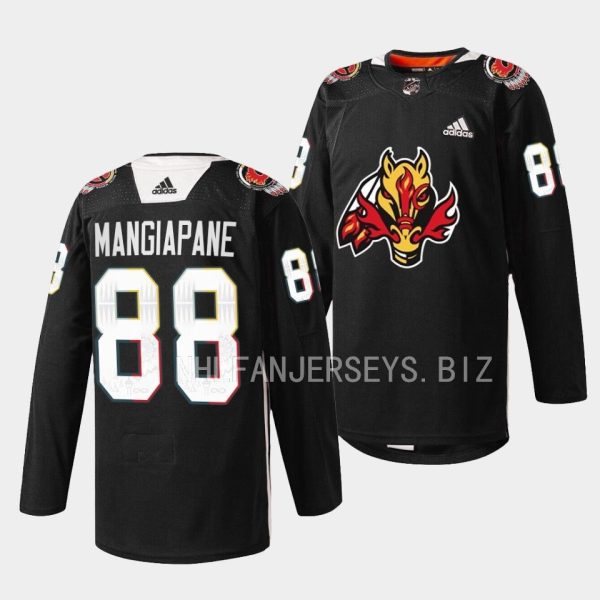 Calgary Flames Andrew Mangiapane 2023 Indigenous Celebration Night Black Jersey Calgary Flames Andrew Mangiapane 2023 Indigenous Celebration Night Black Jersey