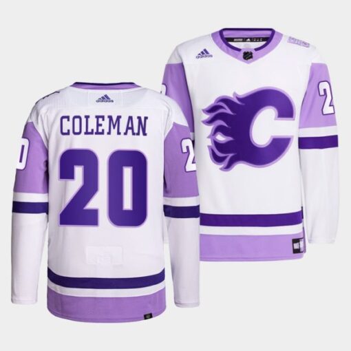Calgary Flames Blake Coleman HockeyFightsCancer White Jersey