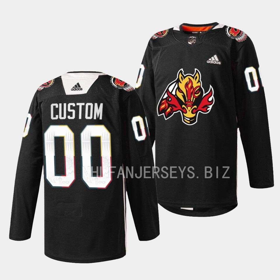 Calgary Flames Custom 2023 Indigenous Celebration Night Black Jersey Calgary Flames Custom 2023 Indigenous Celebration Night Black Jersey