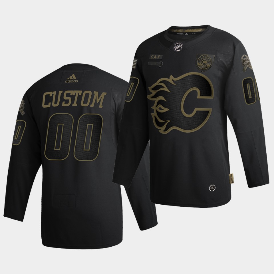 Calgary Flames Custom Salute To Service Black Jersey Calgary Flames Custom Salute To Service Black Jersey