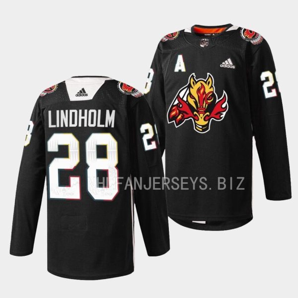 Calgary Flames Elias Lindholm 2023 Indigenous Celebration Night Black Jersey Calgary Flames Elias Lindholm 2023 Indigenous Celebration Night Black Jersey