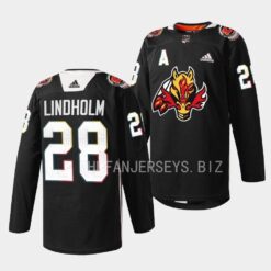 Calgary Flames Elias Lindholm 2023 Indigenous Celebration Night Black Jersey