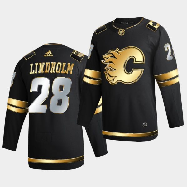 Calgary Flames Elias Lindholm Golden Edition Limited Black Jersey Calgary Flames Elias Lindholm Golden Edition Limited Black Jersey