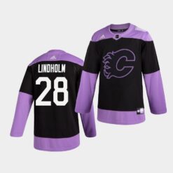 Calgary Flames Elias Lindholm Hockey Fights Cancer Practice Jersey