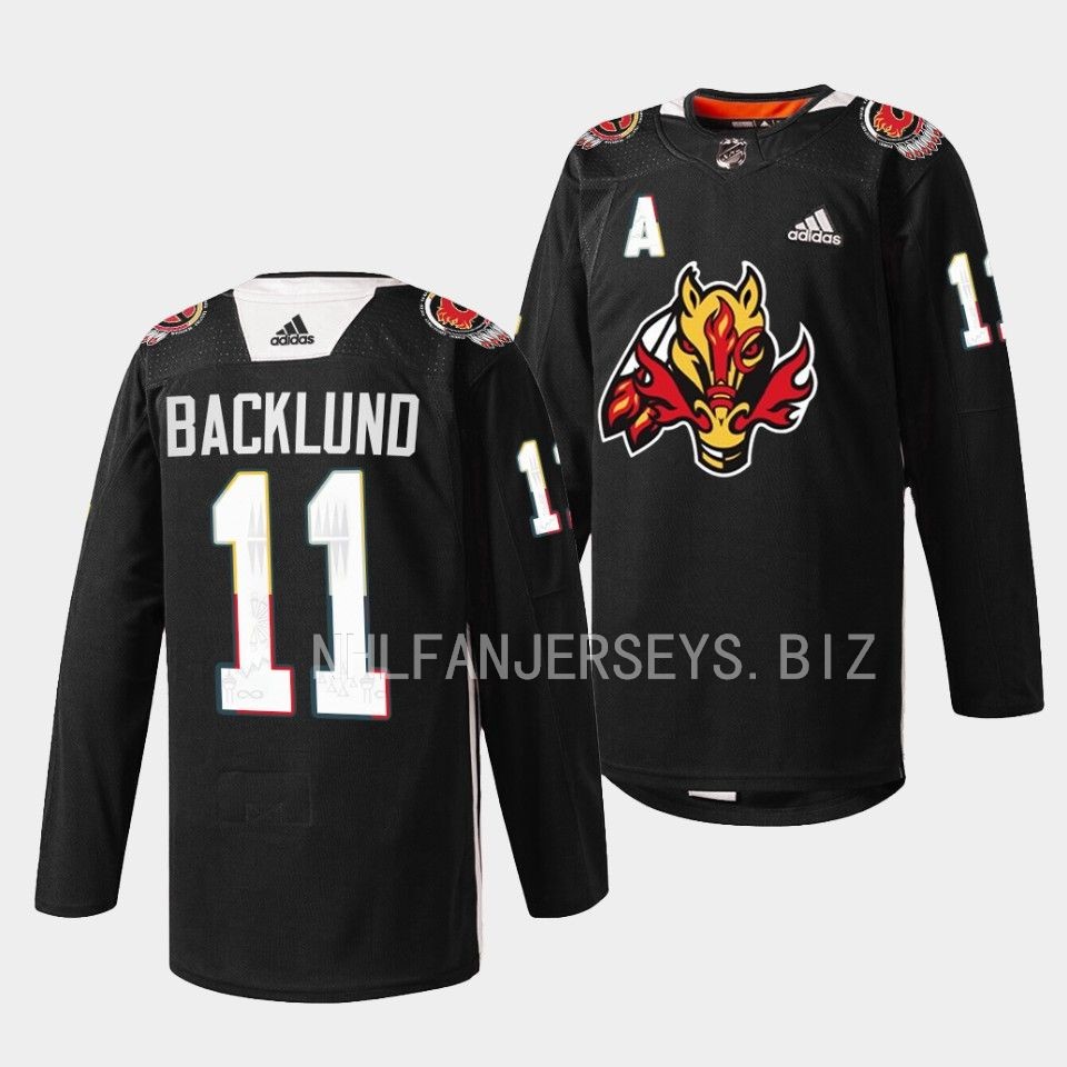 Calgary Flames Mikael Backlund 2023 Indigenous Celebration Night Black Jersey Calgary Flames Mikael Backlund 2023 Indigenous Celebration Night Black Jersey