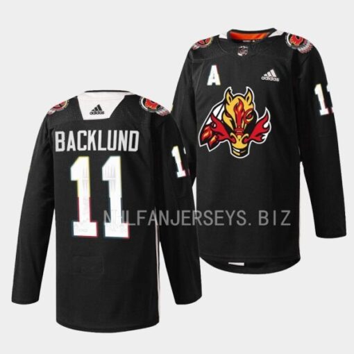 Calgary Flames Mikael Backlund 2023 Indigenous Celebration Night Black Jersey