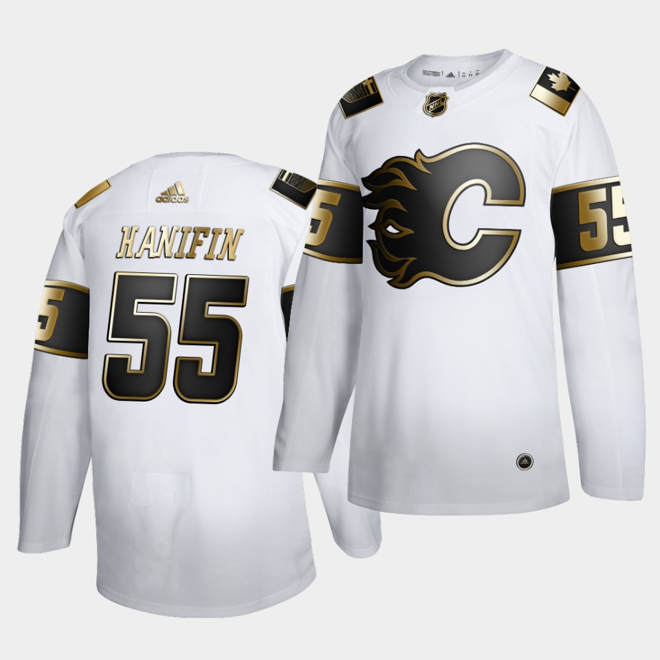 Calgary Flames Noah Hanifin Golden Edition White Limited Jersey Calgary Flames Noah Hanifin Golden Edition White Limited Jersey